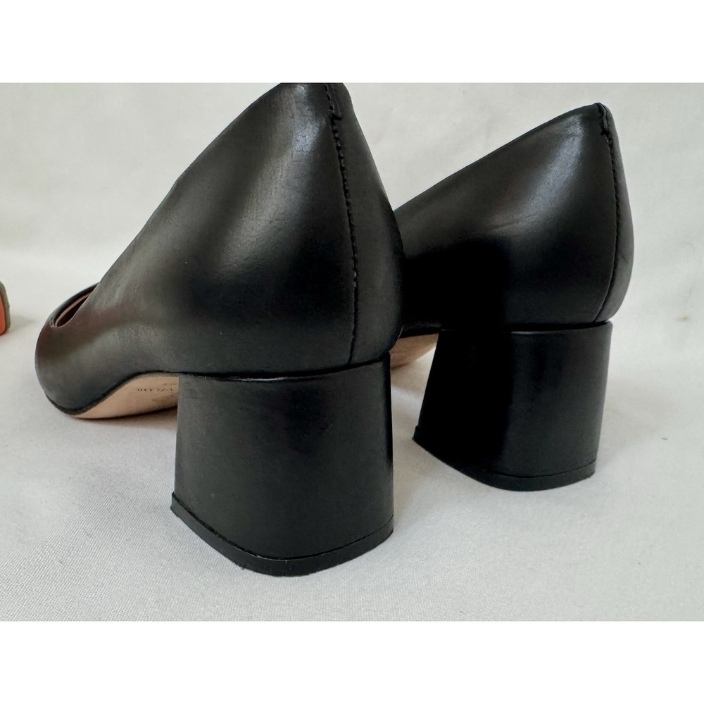 Antonio Melani Black Leather Heeled Pumps 7.5 Block - Picture 7 of 10